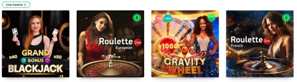 Casino Rocket live games.