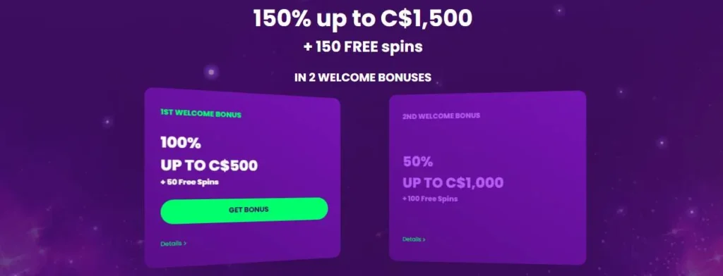 Rocket Casino sign up bonus.
